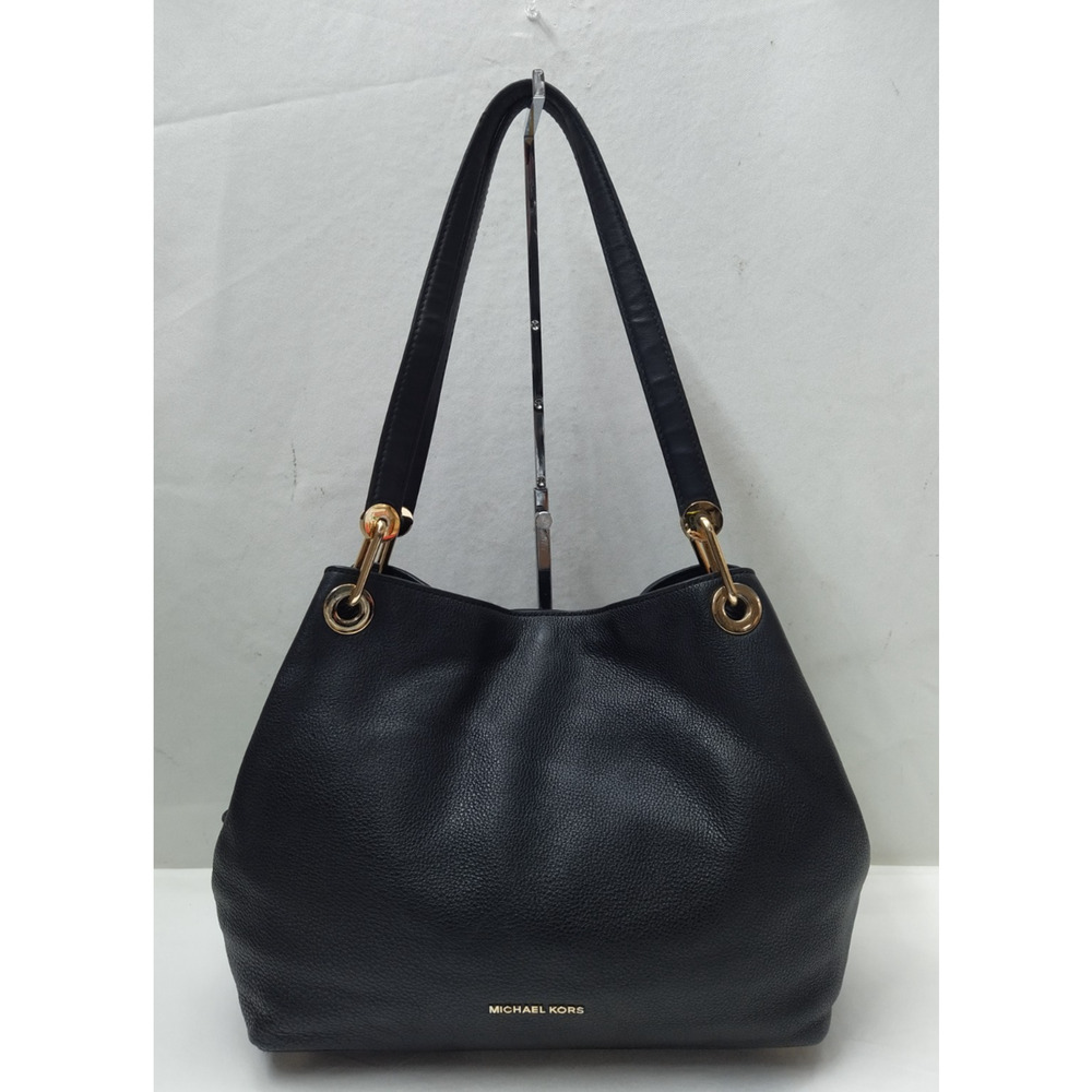 Michael Kors Raven Black Pebbled Leather 3 Compartments Shoulder Bag